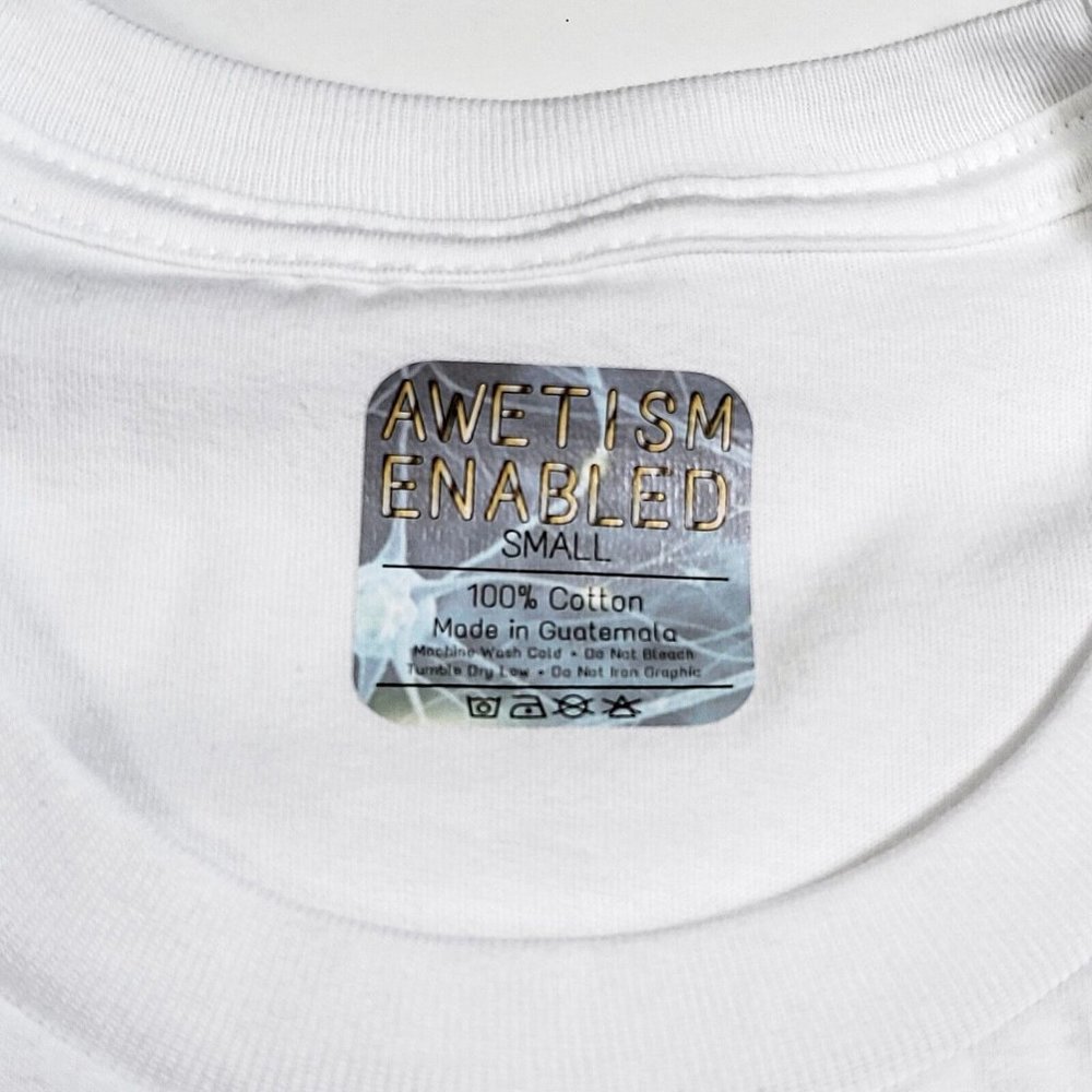 AWETISM ENABLED T-Shirt Men's Unisex Autism Support Awareness White  AWE3001-100 - Picture 9 of 9